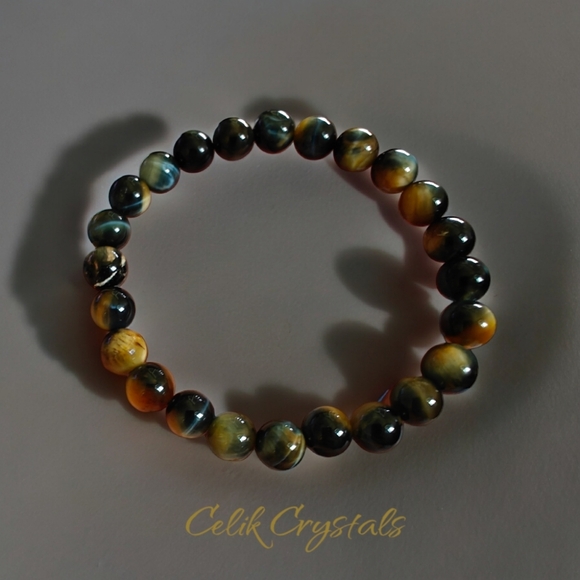 Golden Tiger Eye Bracelet - Unisex 8mm - Picture 3 of 6